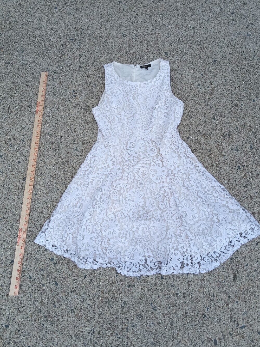 Monteau White Lace A-Line Mini Dress Size L